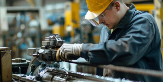Maintenance workers, machinery
